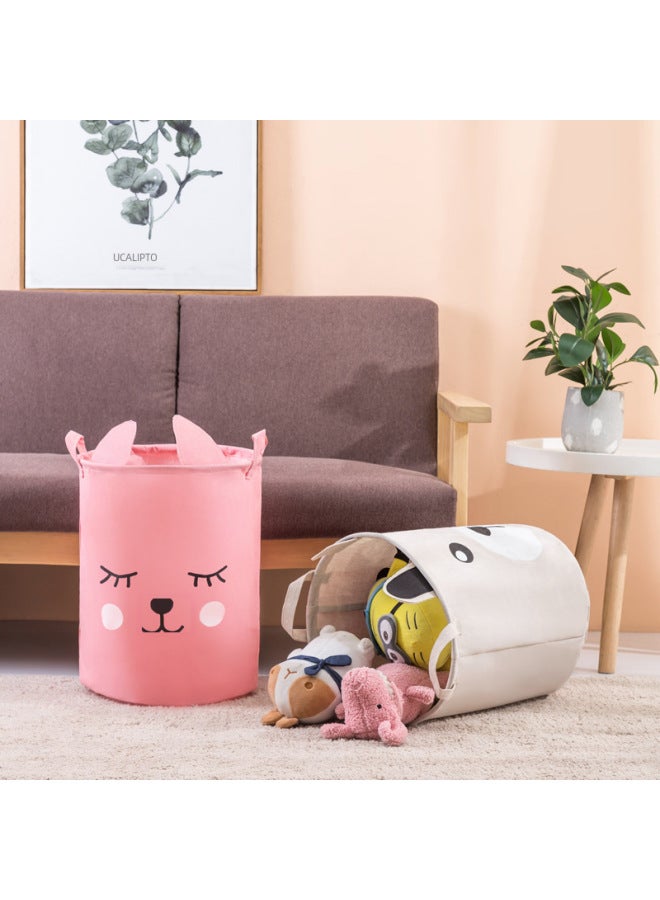 New Ear Bear Toy Storage Bag Children's Clothes Finishing Cartoon Fabric Storage Barrel Waterproof Folding 1173 - Image 3
