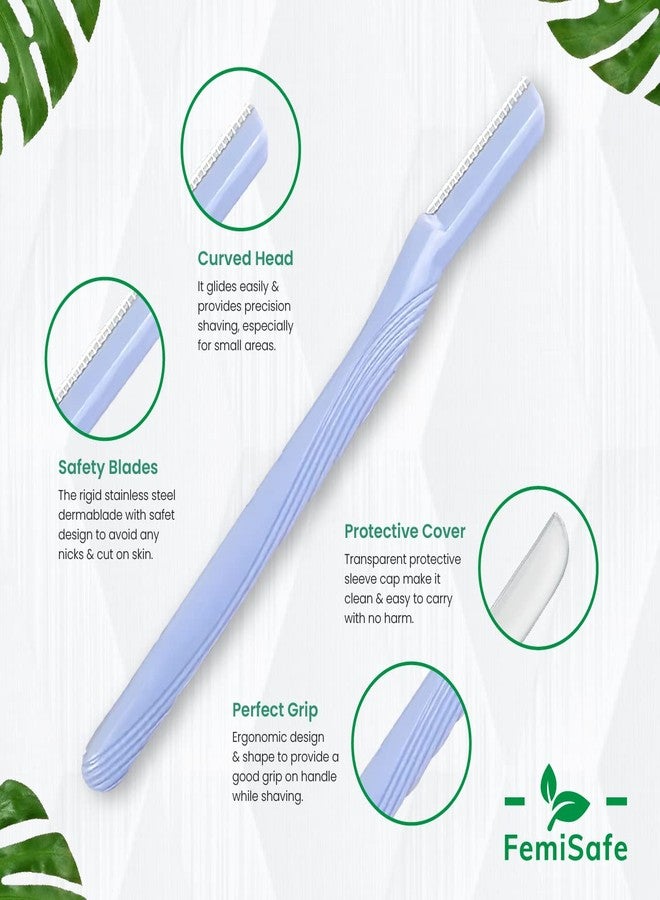 FemiSafe Reusable Facial Razor for Women Easy & Safe Painless Hair Removal | Pack of 3 Razors that Exfoliate skin |Hair Remover for Eyebrows, Upper Lip, Forehead, Peach Fuzz & Chin with Safety blades - Image 2