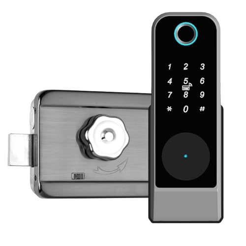 Swokely Smart Keyless Entry Fingerprint Door Lock, Smart Anti-Theft Biometric Password Door Lock, Outdoor Courtyard Electronic Lock, 5 Modes Unlock, Remote Control with Tuya APP, IP66 Waterproof