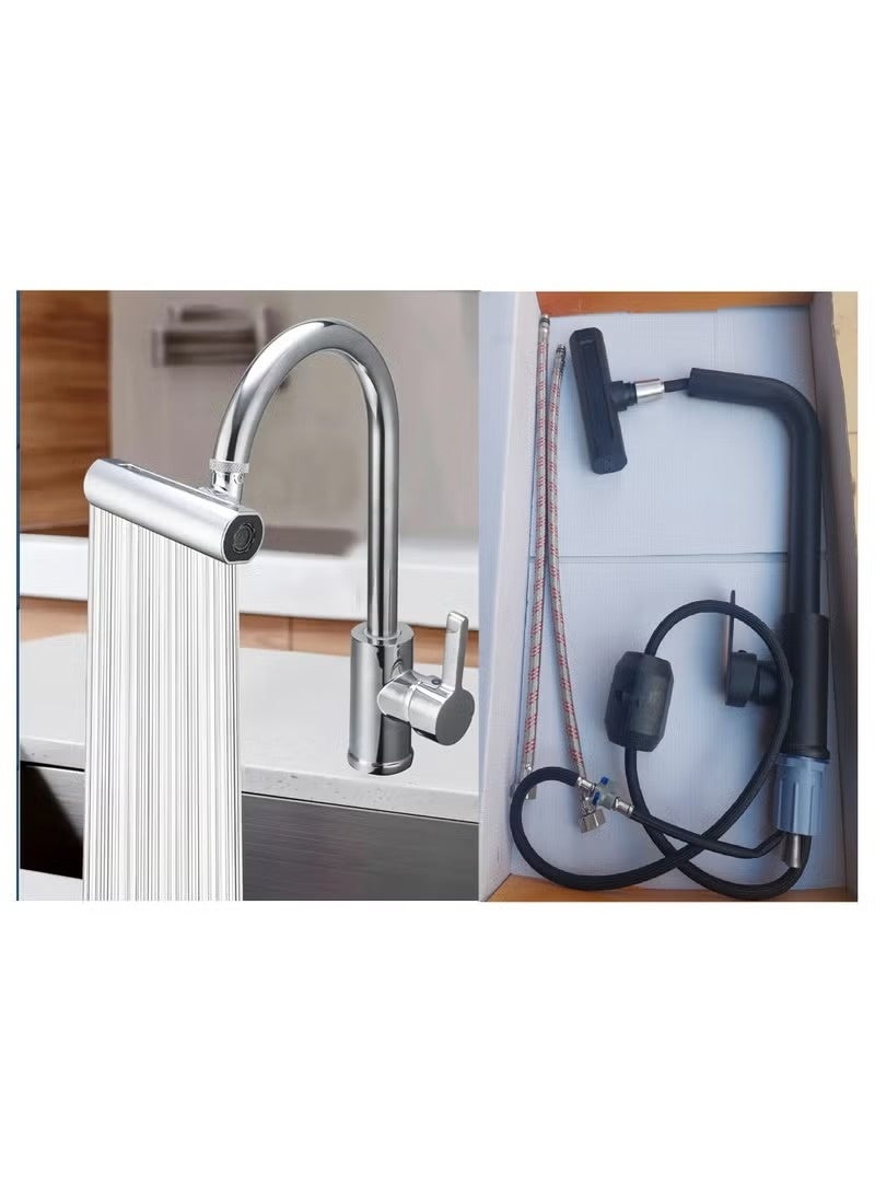 Bathroom Faucet Attachment 4-in-1 Multi Functional Rotating Aerator Water Saving Swivel Design Kitchen and Bathroom Faucet Attachment Guiguzi Universal Compatible High Quality Brass Chrome - Image 5