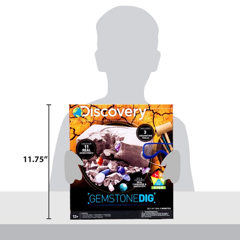 Discovery Kids Gemstone Dig Stem Science Kit by Horizon Group Usa, Excavate, Dig & Reveal 11 Real Gemstones, Includes Goggles, Excavation Tools, Streak Plate, Magnifying Glass & More - Image 5