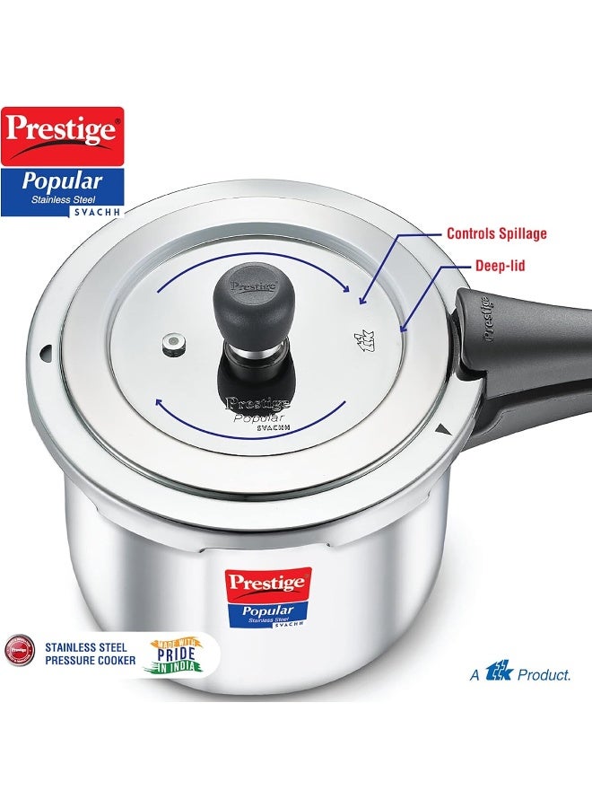 Prestige 5.00Liters Prestige Popular Svachh Spillage Control Stainless Steel Pressure Cooker, 5 L (Silver) silver - Image 4