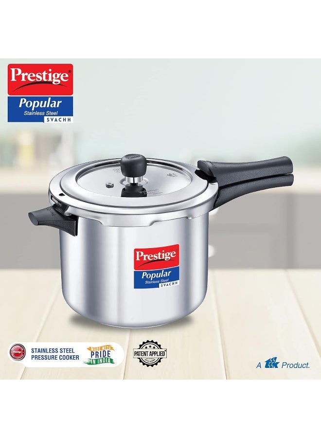 Prestige 5.00Liters Prestige Popular Svachh Spillage Control Stainless Steel Pressure Cooker, 5 L (Silver) silver - Image 3