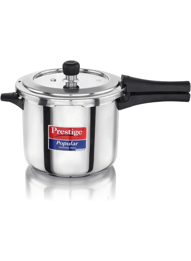 Prestige 5.00Liters Prestige Popular Svachh Spillage Control Stainless Steel Pressure Cooker, 5 L (Silver) silver - Image 1