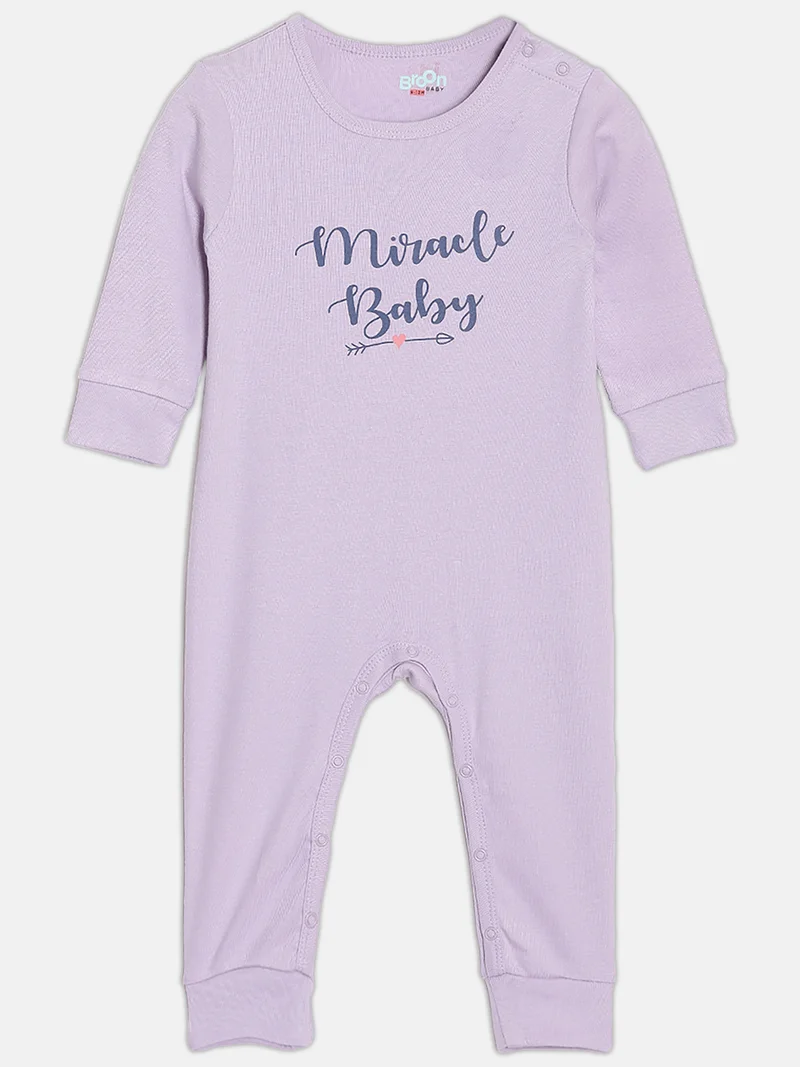 Broon Broon Infant Girls Pink and Purple Printed Organic Cotton Sleepsuit Pack of 2