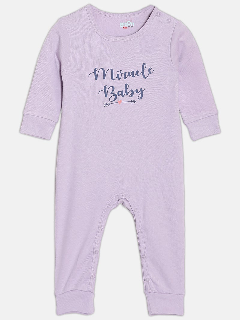 Broon Infant Girls Pink and Purple Printed Organic Cotton Sleepsuit Pack of 2 - Image 2