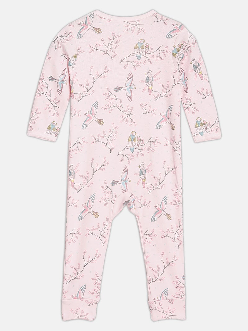 Broon Infant Girls Pink and Purple Printed Organic Cotton Sleepsuit Pack of 2 - Image 4