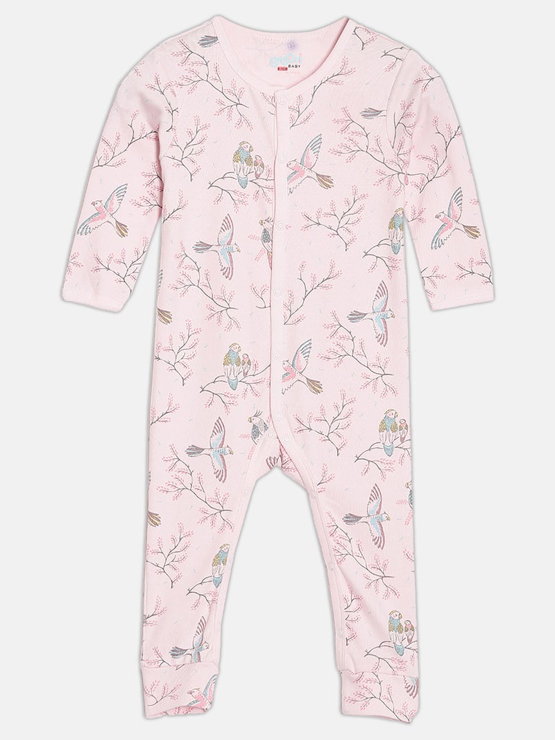 Broon Infant Girls Pink and Purple Printed Organic Cotton Sleepsuit Pack of 2 - Image 3