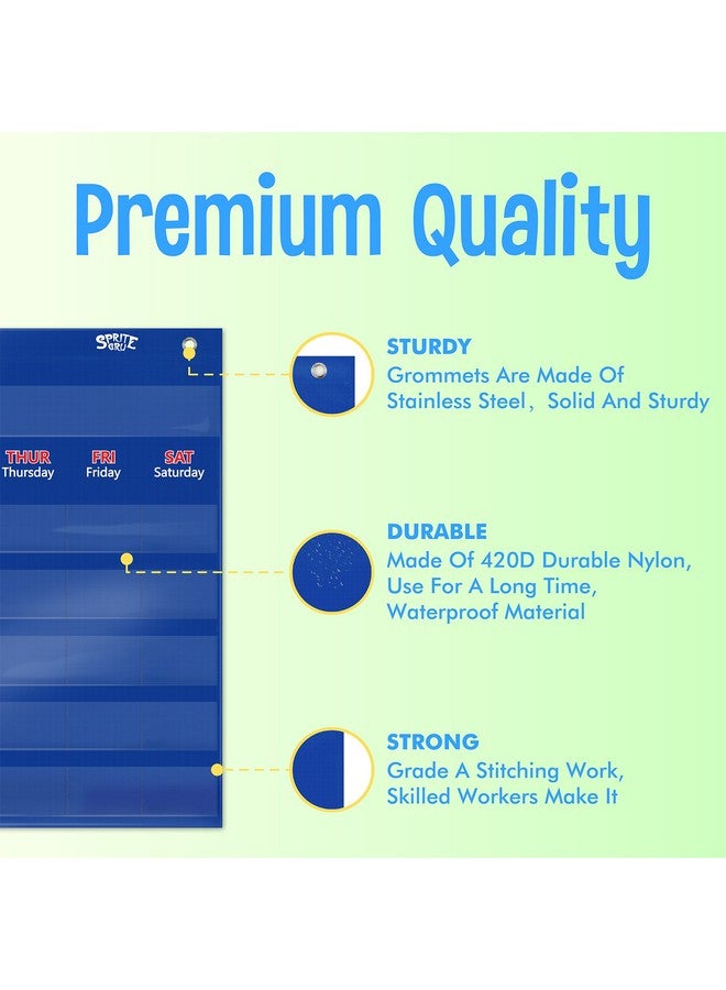 سبرايت جرو مخطط جيب التقويم، مخطط جيب شهري للفصول الدراسية مع 76 بطاقة (68 بطاقة نشاط مصورة، 8 بطاقات فارغة قابلة للمسح الجاف) بالإضافة إلى 3 شماعات معدنية فوق الباب للفصول الدراسية والمنزل ومرحلة ما قبل المدرسة (20 بوصة × 19 بوصة) - Image 2