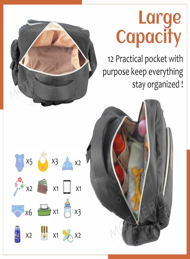 Motherly Solid Color Diaper Bag for Mothers for Travel, Maternity Bag for Newborn Baby, Mothers Travelling Bag, Multiple Pocket Water Resistant Baby Bag, Hospital Bag for moms with Offers (Black) - Image 5