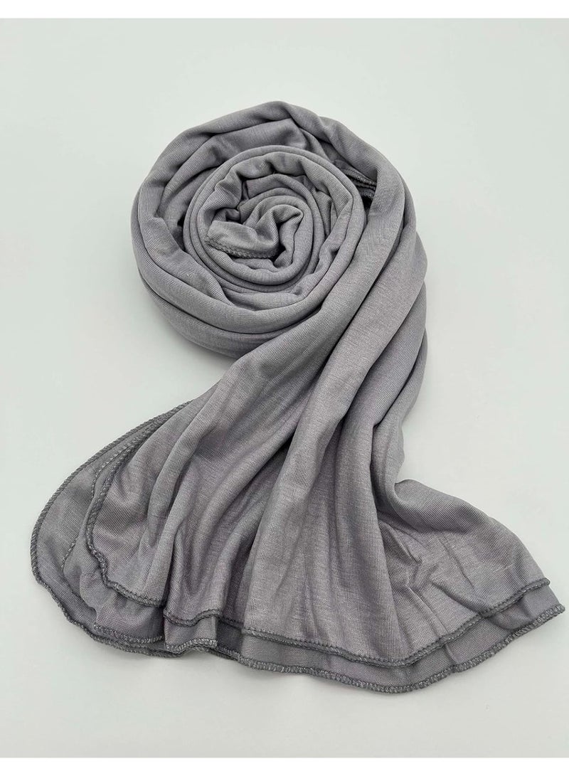 Soft Modal Jersey Hijab Scarf 2 Pieces Light Gray, 70x28 Inch Breathable Smooth Muslim Head Scarf for Daily Wear - Image 3