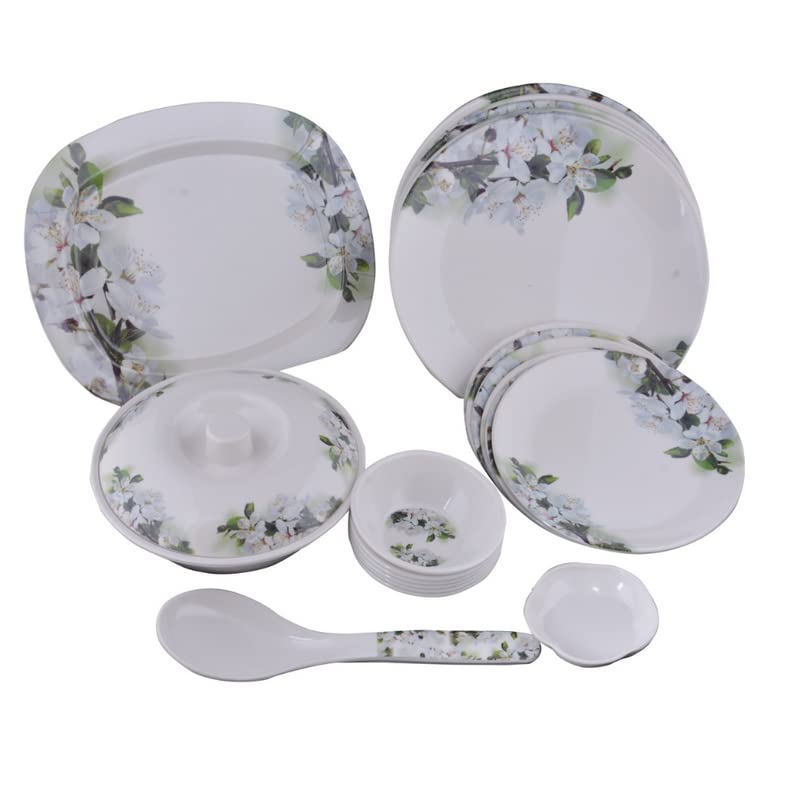 Drumstone Assorted Colour Melamine Dinner Set 32 Pieces - Image 1