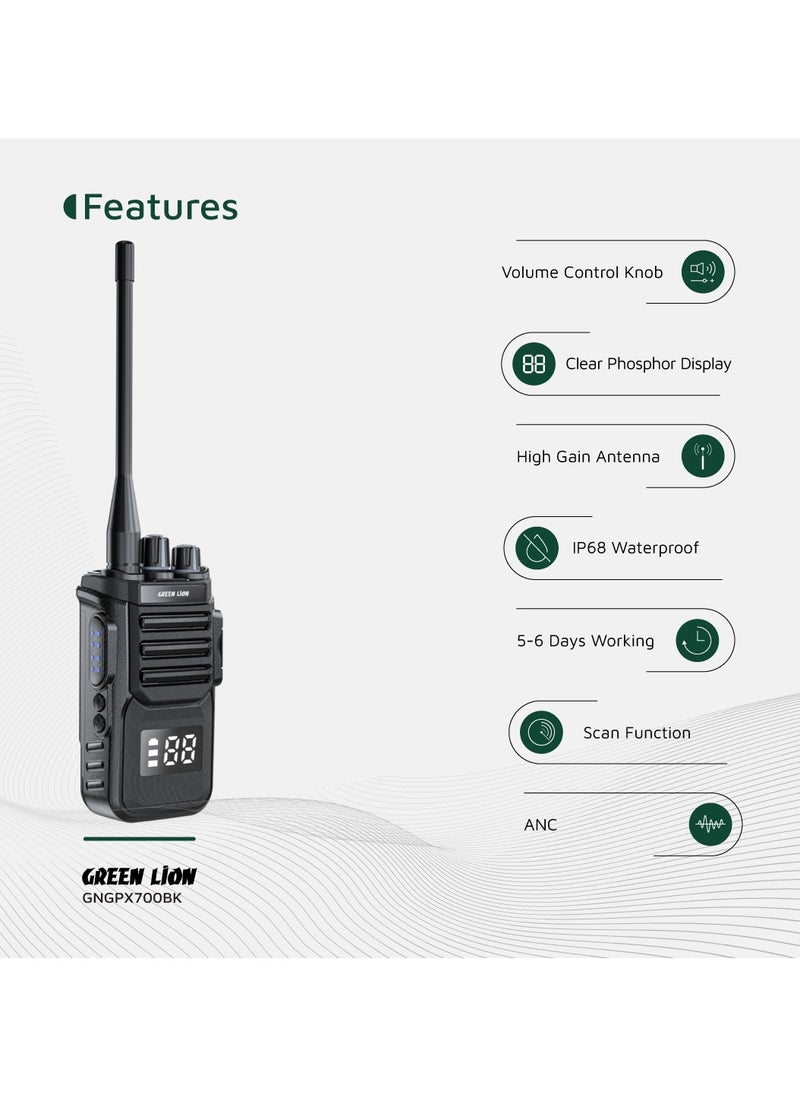GPX700 Two-way radio with Scan Function and Volume Control Knob / Handheld radio / Portable radio / Radio transceiver / Wireless communicator / Clear Phosphor Display - Black