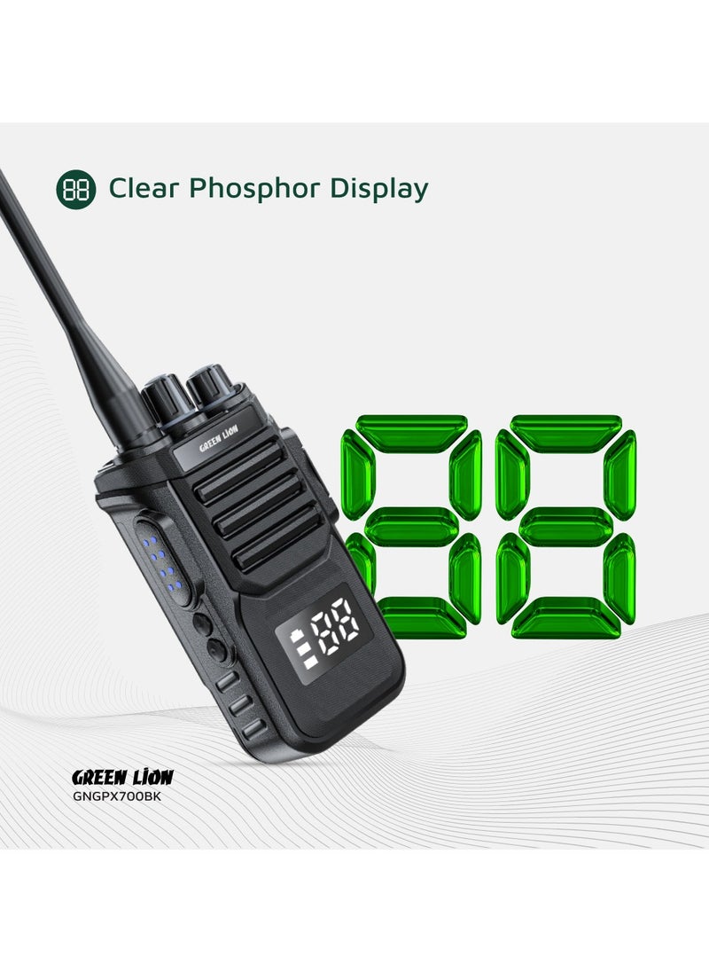 GPX700 Two-way radio with Scan Function and Volume Control Knob / Handheld radio / Portable radio / Radio transceiver / Wireless communicator / Clear Phosphor Display - Black