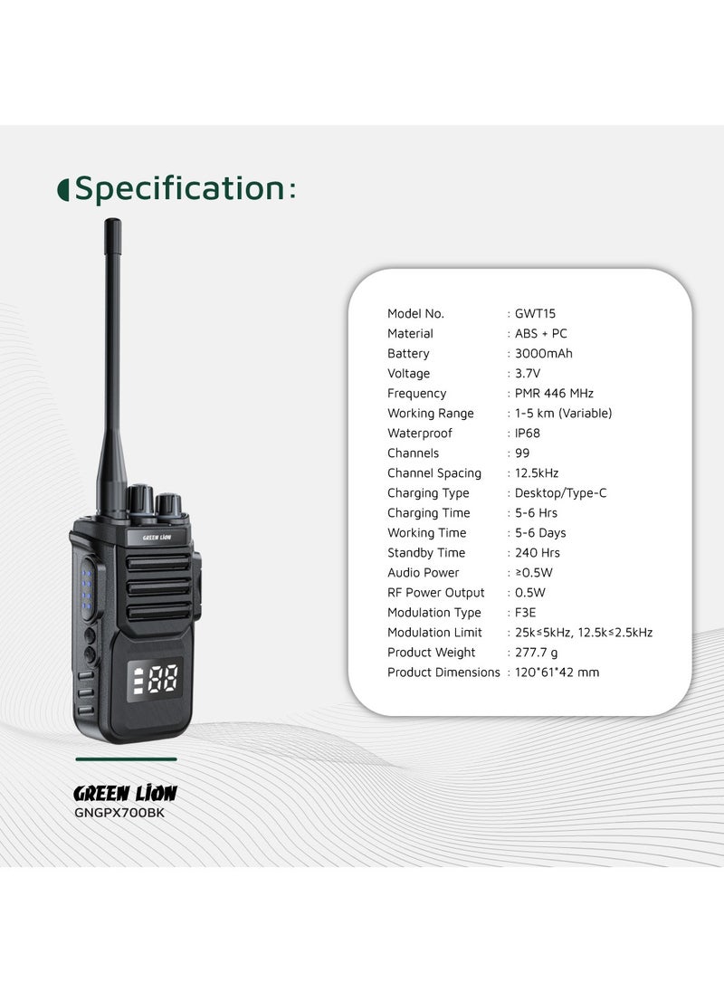 GPX700 Two-way radio with Scan Function and Volume Control Knob / Handheld radio / Portable radio / Radio transceiver / Wireless communicator / Clear Phosphor Display - Black