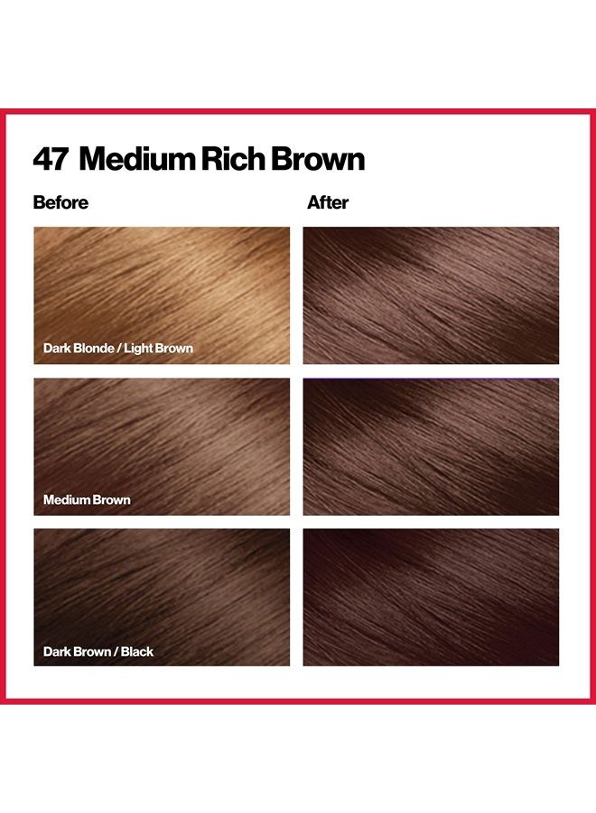 Revlon Permanent Hair Color by Revlon, Permanent Hair Dye, Colorsilk with 100% Gray Coverage, Ammonia-Free, Keratin and Amino Acids, 47 Medium Rich Brown, 4.4 Oz (Pack of 1) - Image 2