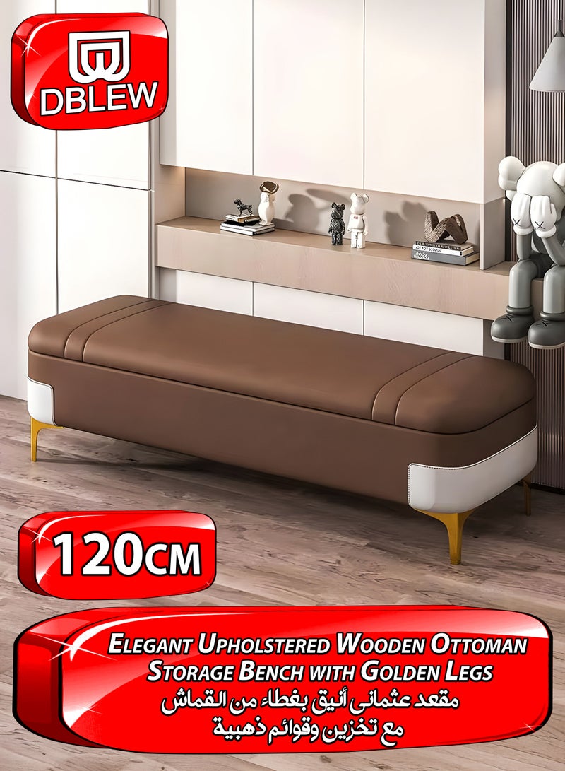 DBLEW Faux Leather Upholstered Ottoman Storage Bench Shoe Changing Seat Chest Sofa Rectangular Extra Long Hidden Storage Foot Stool Shoe Organizer Cabinet for Bedroom and Living Room End of Bed Couch Entryway Doorway Home Office Entrance Hotel Lobby Reception Waiting Area Lounge Furniture 120cm - Image 1