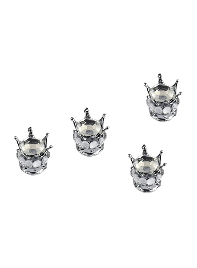 NIBEMINENT 4-Piece Gold Crown Diamond Tyre Valve Caps  - Image 1