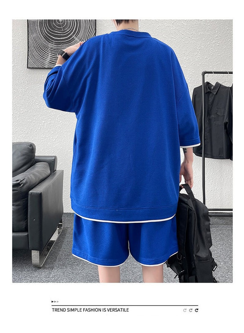 Men's Fashionable Casual Sports Two-Piece Set Of Short Sleeved Shorts  - Image 2