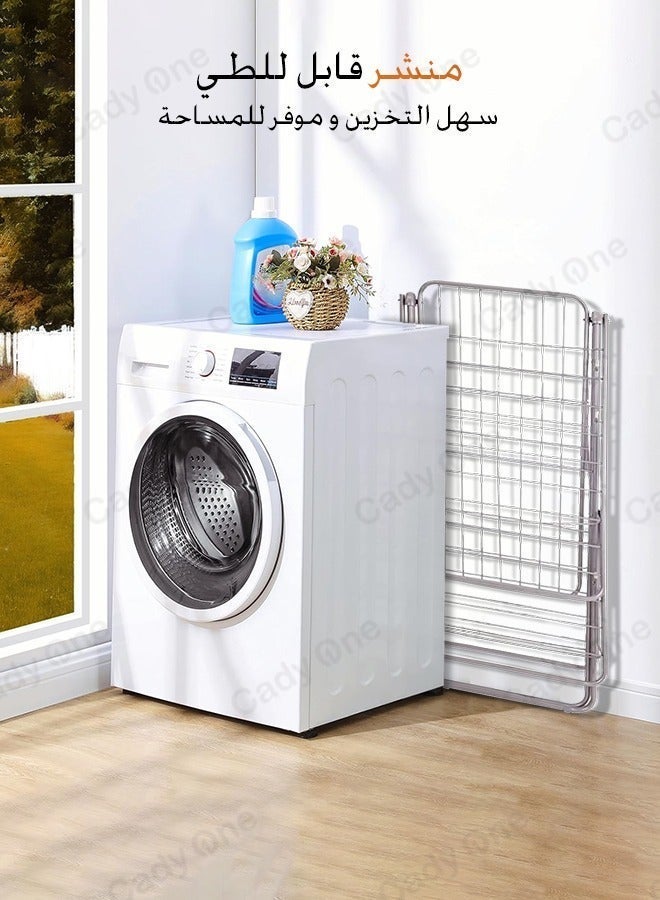 كادي ون منشر غسيل و رف من الفولاذ المجلفن مزود برفين فضي 120x17.5x61 سم - Image 2