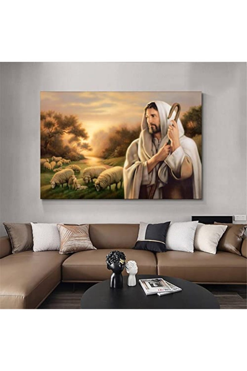 FireDeer Catholic Jesus Poster Print On Canvas Painting Christian God Pictures for Living Room No Frame (Jesus and Sheep,12x18inch) - Image 5