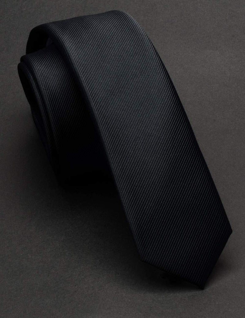 GUSLESON 2" Classic Skinny Ties For Men Slim Solid Black Color Fashion Necktie（0788-01） - Image 2