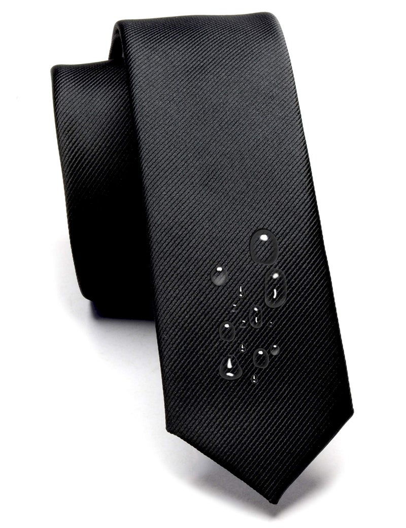 GUSLESON 2" Classic Skinny Ties For Men Slim Solid Black Color Fashion Necktie（0788-01） - Image 1
