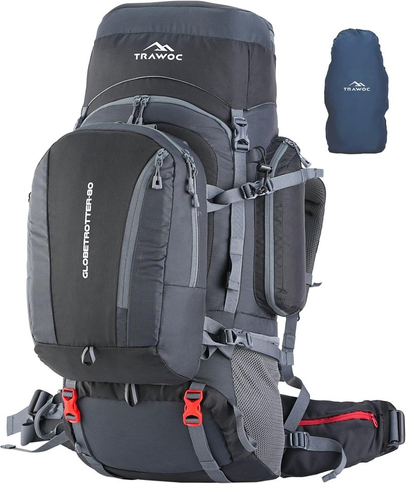 Trawoc Internal Metal & Fiber Frame 80 Liter (70+10) Travel Backpack with Detachable Daypack | Laptop Sleeve, Rain Cover and Shoe Compartment BHK012 - Image 1