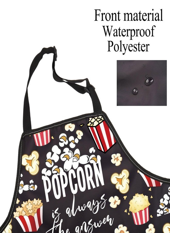 BNQL Popcorn Apron With Pockets Popcorn Is Always The Answer Funny Movie Night Cinema Gifts for Popcorn Lovers Chef Baking Apron - Image 3