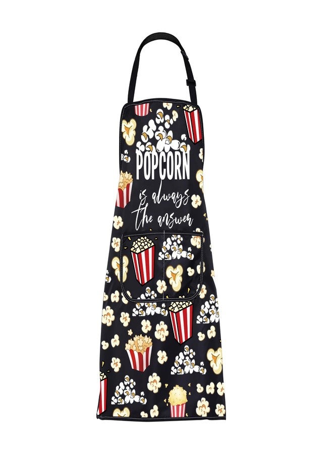 BNQL Popcorn Apron With Pockets Popcorn Is Always The Answer Funny Movie Night Cinema Gifts for Popcorn Lovers Chef Baking Apron - Image 1
