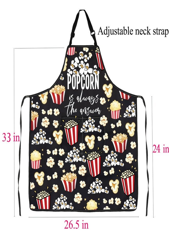 BNQL Popcorn Apron With Pockets Popcorn Is Always The Answer Funny Movie Night Cinema Gifts for Popcorn Lovers Chef Baking Apron - Image 2