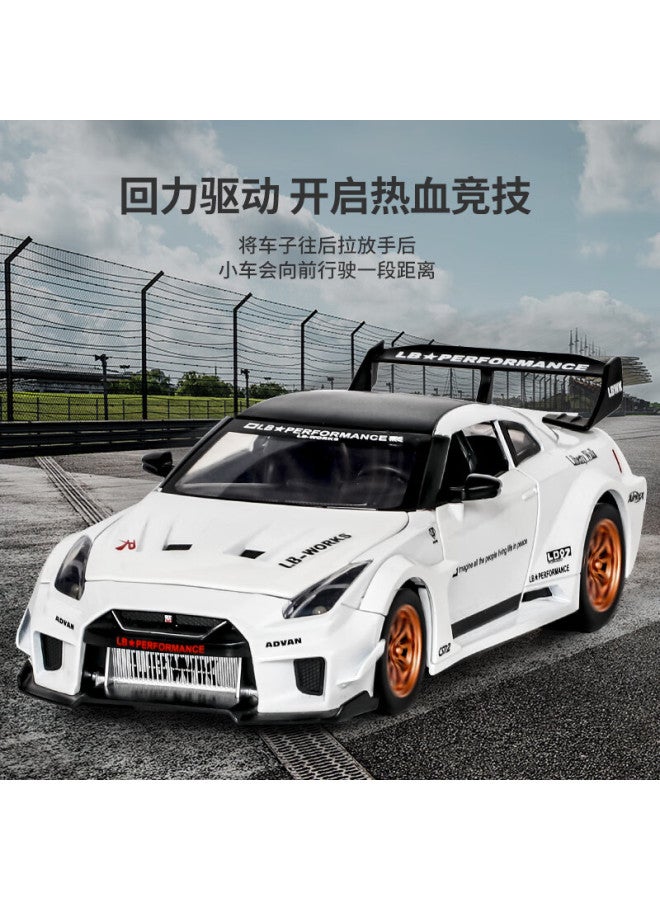 Black Mamba Gtr 1：24 White Car Model Toy For Boys And Girls, Children's Alloy Car Model Collectible Display Gift - Image 1