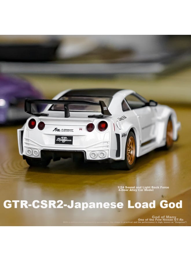 Black Mamba Gtr 1：24 White Car Model Toy For Boys And Girls, Children's Alloy Car Model Collectible Display Gift - Image 2