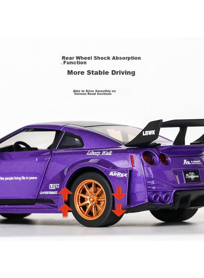 Black Mamba Gtr 1：24 White Car Model Toy For Boys And Girls, Children's Alloy Car Model Collectible Display Gift - Image 4
