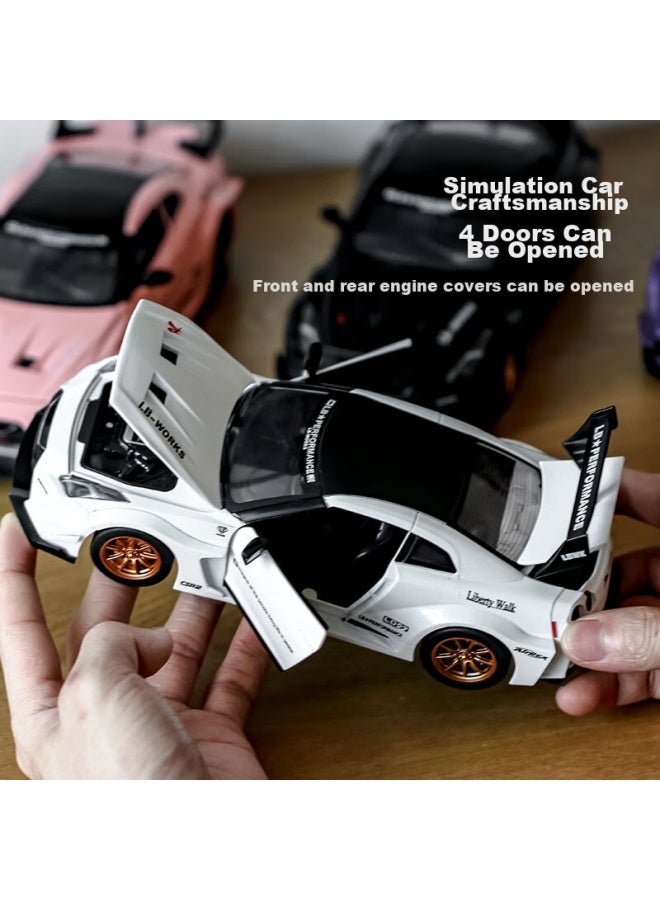 Black Mamba Gtr 1：24 White Car Model Toy For Boys And Girls, Children's Alloy Car Model Collectible Display Gift - Image 5
