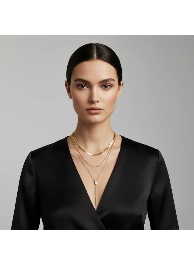 Bariq Aurelia Triple-Layer Lariat - Tarnish Free - Image 3