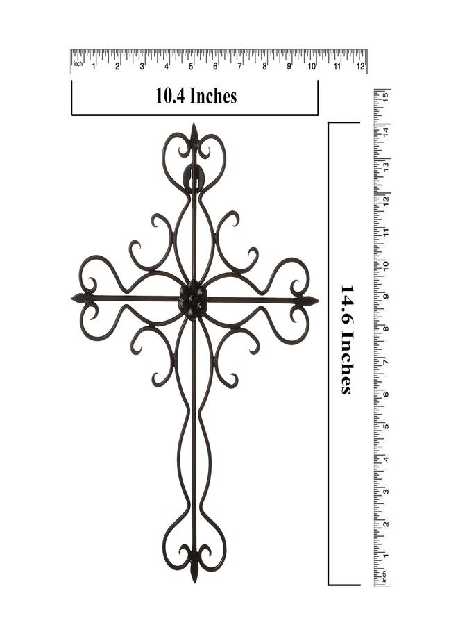 RELY+ Wall Cross Black Decorative Hanging 14 X 10 Inches - Fleur De Lis Metal Cross Religious Wall Art For Wall Christmas Decor Home Living Room Adult Gifts - Image 4