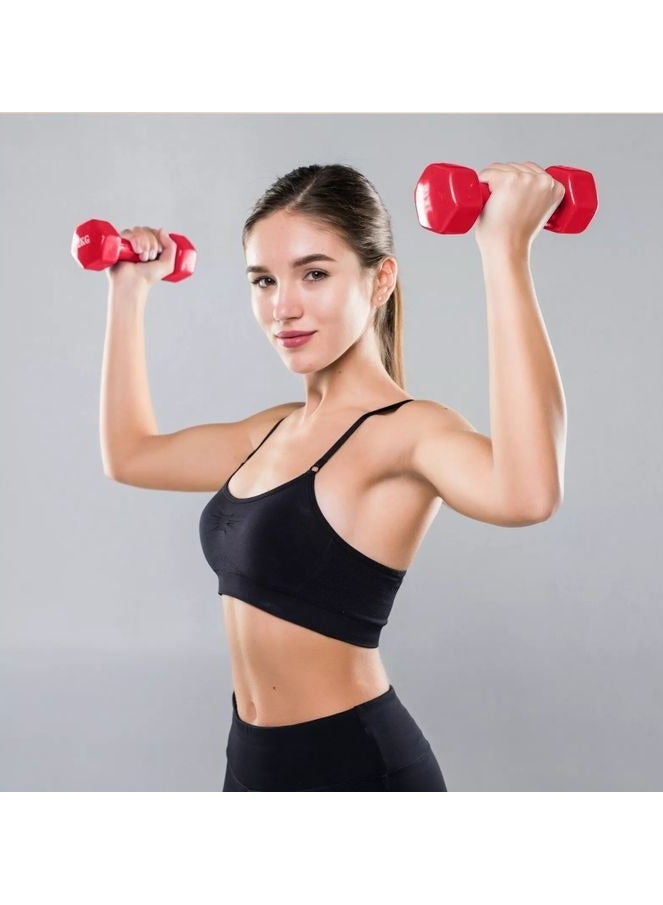 Vinyl Dumbbell Set, 2 Pieces - Soft Grips - 2kg Multicolored - Image 3