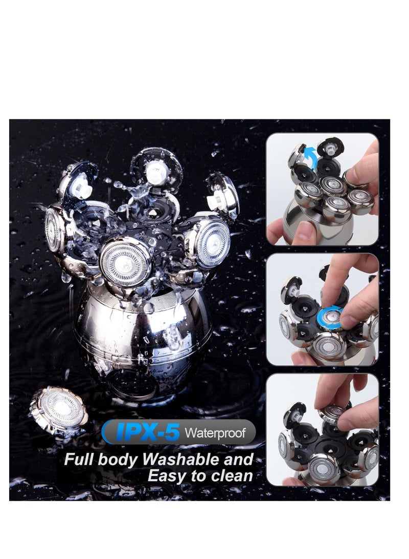 KASTWAVE 7D Bald Head Shavers for Men, 6 in 1 Wet Dry Electric Shaver for Face and Head, Waterproof Electric Razor for Men with LCD Display, Men's Grooming Kit with Wireless Charging Base - Image 5