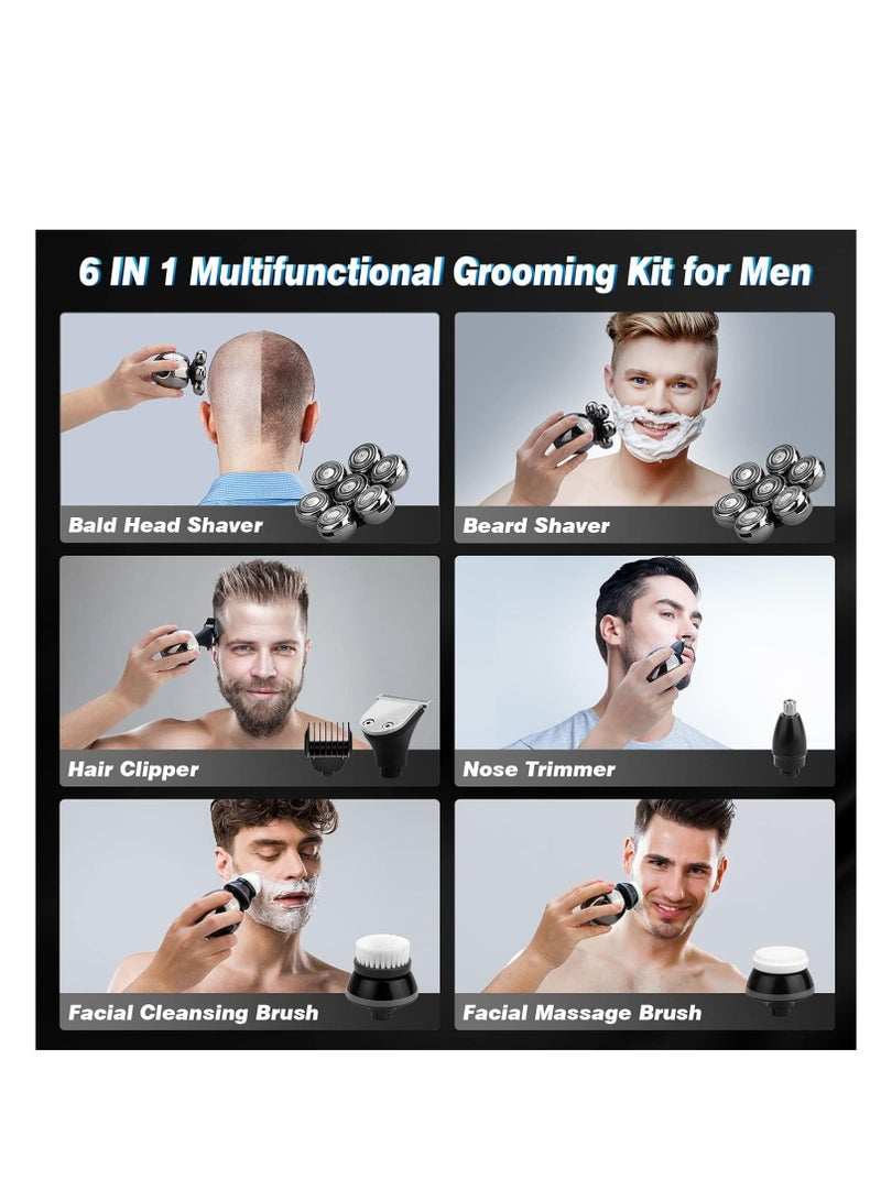 KASTWAVE 7D Bald Head Shavers for Men, 6 in 1 Wet Dry Electric Shaver for Face and Head, Waterproof Electric Razor for Men with LCD Display, Men's Grooming Kit with Wireless Charging Base - Image 2