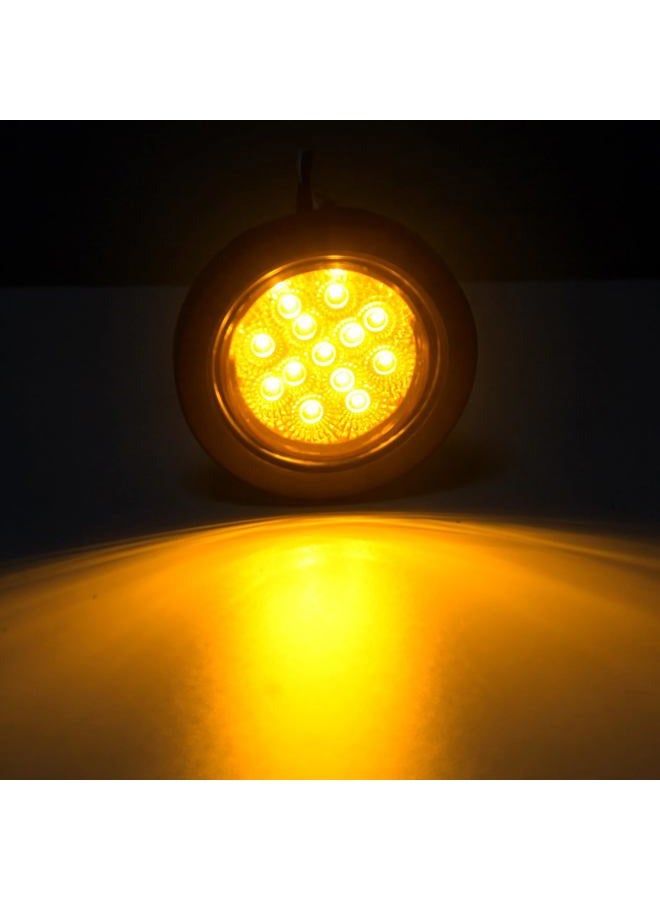 Konrali 2.5" Round LED Marker Lights 13 LEDs w/Reflectors, 10 Amber + 10 Red 2 1/2" Round LED Trailer Marker Lights Truck RV Side Clearance Marker Lights Sealed Flush Grommets Mount w/2 Prong Wire Pigtails - Image 5