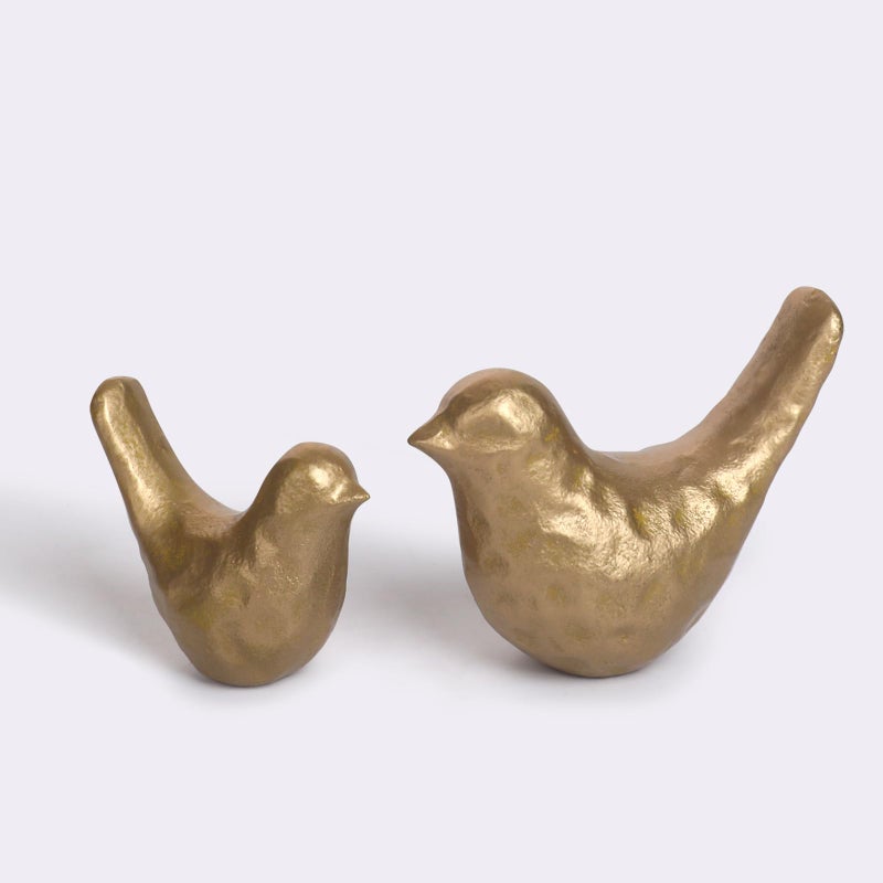 SUJUN Elegant Cast Iron Bird Statue with Vintage Brass Coating â€“ Gold Bird Figurine for Home Desk, Living Room, Bedroom, Office â€“ Charming Decorative Ornament - Image 1