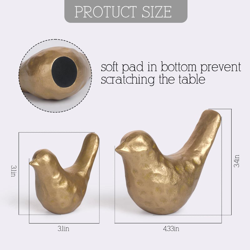 SUJUN Elegant Cast Iron Bird Statue with Vintage Brass Coating â€“ Gold Bird Figurine for Home Desk, Living Room, Bedroom, Office â€“ Charming Decorative Ornament - Image 2