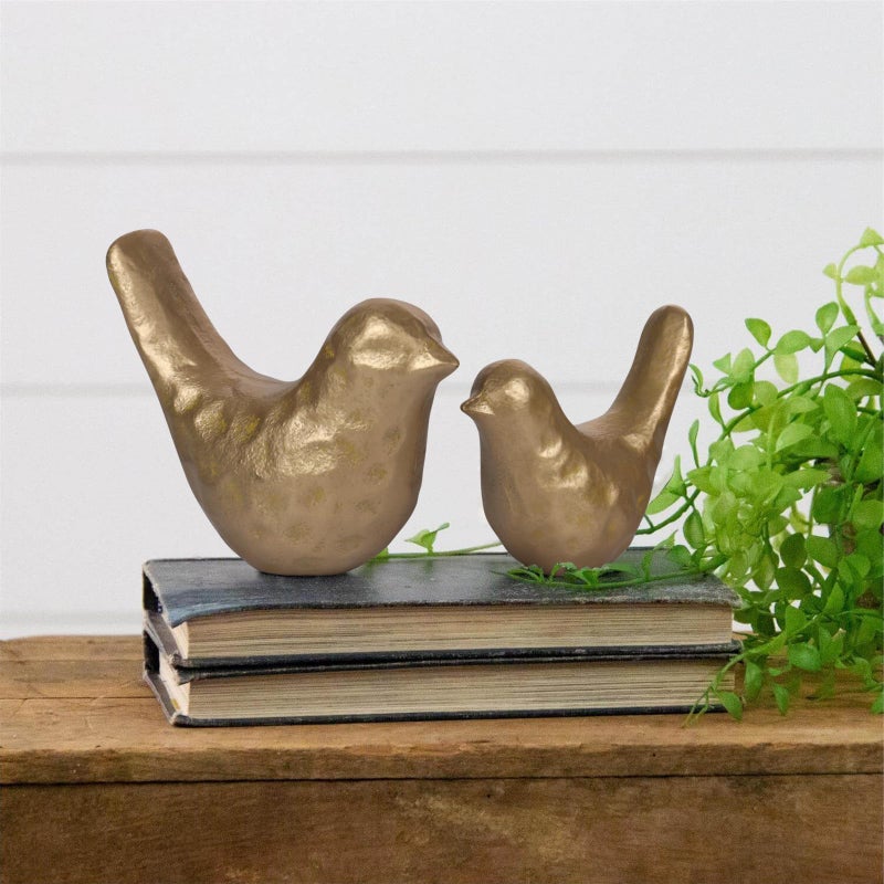 SUJUN Elegant Cast Iron Bird Statue with Vintage Brass Coating â€“ Gold Bird Figurine for Home Desk, Living Room, Bedroom, Office â€“ Charming Decorative Ornament - Image 3