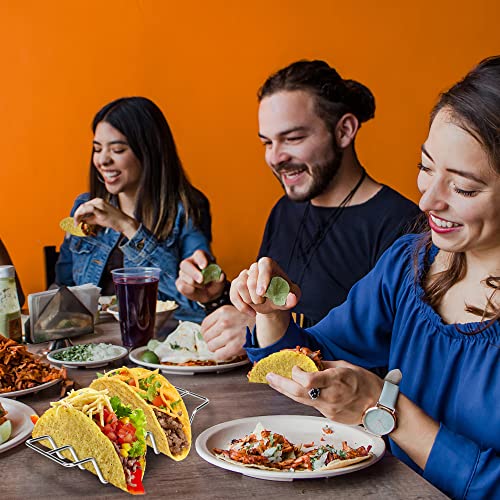JIBOLAT Taco Holders set of 3,Stainless Steel Taco Shell Holder Stand,Taco Tray Plates for Taco Bar Gifts Accessories,Holds 4 Tacos Each,Oven Safe for Baking, Dishwa sher and Grill Safe - Image 2