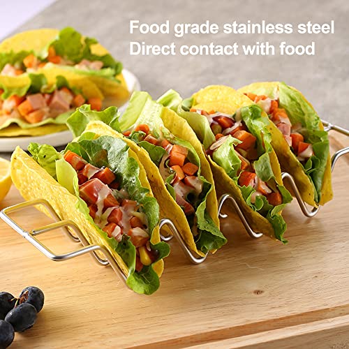 JIBOLAT Taco Holders set of 3,Stainless Steel Taco Shell Holder Stand,Taco Tray Plates for Taco Bar Gifts Accessories,Holds 4 Tacos Each,Oven Safe for Baking, Dishwa sher and Grill Safe - Image 5