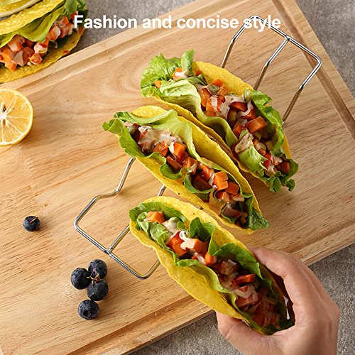 JIBOLAT Taco Holders set of 3,Stainless Steel Taco Shell Holder Stand,Taco Tray Plates for Taco Bar Gifts Accessories,Holds 4 Tacos Each,Oven Safe for Baking, Dishwa sher and Grill Safe - Image 3