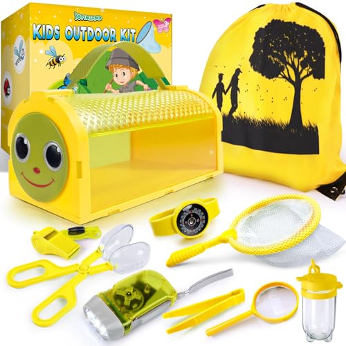 YOPINSAND Bug Catcher Kit Outdoor Explorer Kit for Kids 10 Pcs Bug Catching Kit with Toy Cage Backpack Flashlight Manifying Glass Toy Net Outdoor Exploration Toys Gift for Boys Girls 312 - Image 1