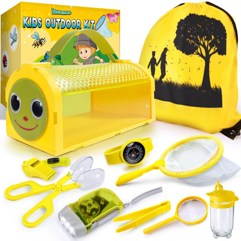 YOPINSAND Bug Catcher Kit Outdoor Explorer Kit for Kids 10 Pcs Bug Catching Kit with Toy Cage Backpack Flashlight Manifying Glass Toy Net Outdoor Exploration Toys Gift for Boys Girls 312 - Image 3