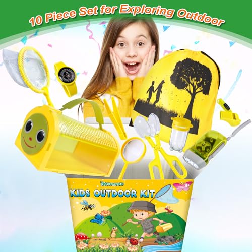 YOPINSAND Bug Catcher Kit Outdoor Explorer Kit for Kids 10 Pcs Bug Catching Kit with Toy Cage Backpack Flashlight Manifying Glass Toy Net Outdoor Exploration Toys Gift for Boys Girls 312 - Image 5